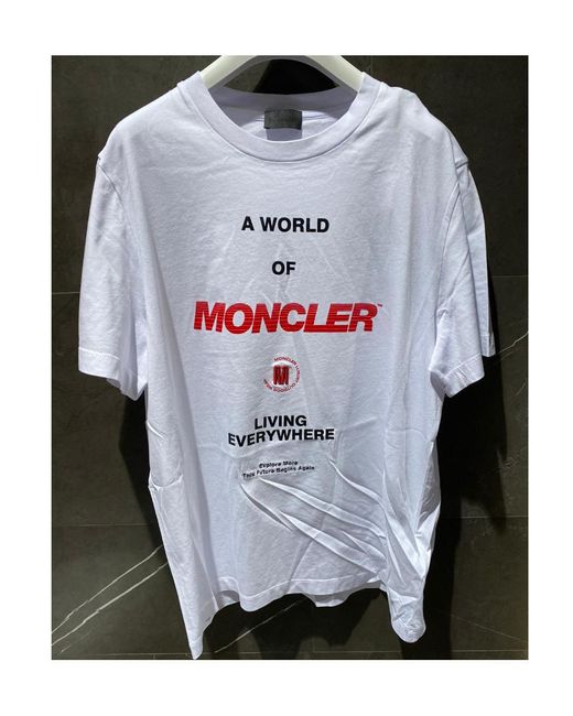 Moncler White Logo Print T-Shirt for men