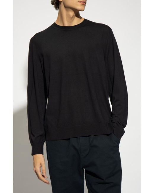 Theory Black Long-Sleeved Crewneck Knit Jumper for men