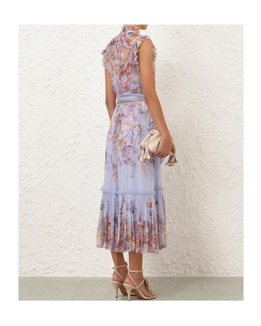 Zimmermann Purple Valiant Flutter Dress