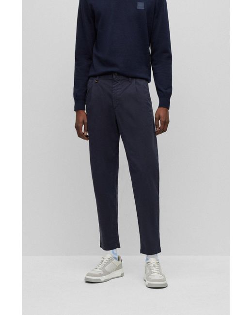 Boss Blue Belt-Loop Casual Pants for men