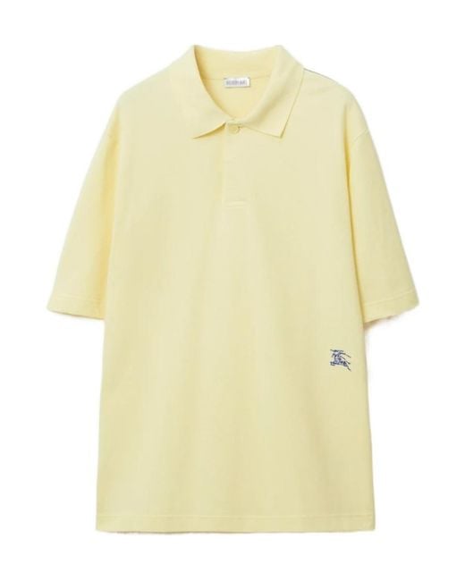 Burberry Yellow Logo Embroidered Polo Shirt for men
