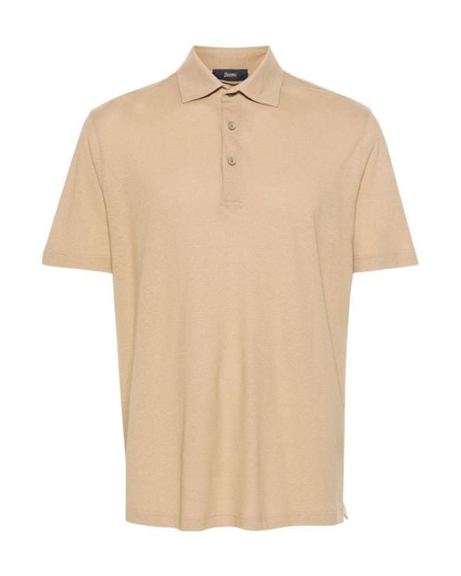 Herno Natural Short-Sleeve Cotton Polo Shirt for men