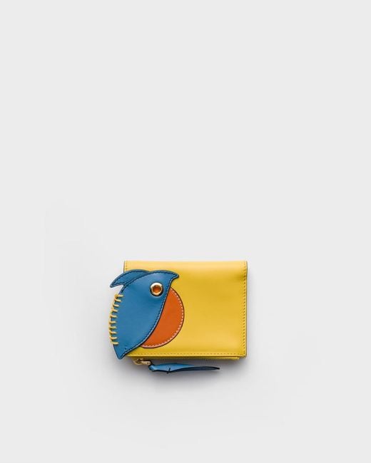 Prada Yellow Animal Appliqué Zip Wallet