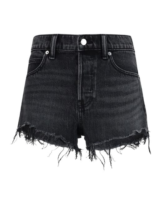 Alexander Wang Black Crystal Logo Denim Shorts