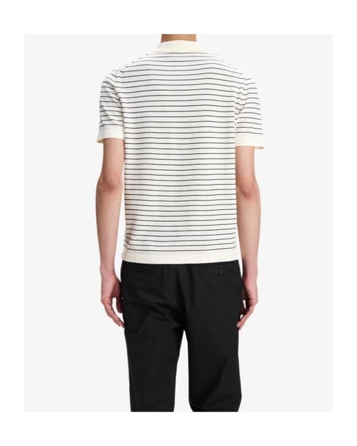 A.P.C. White Striped Short-Sleeve Polo Shirt for men