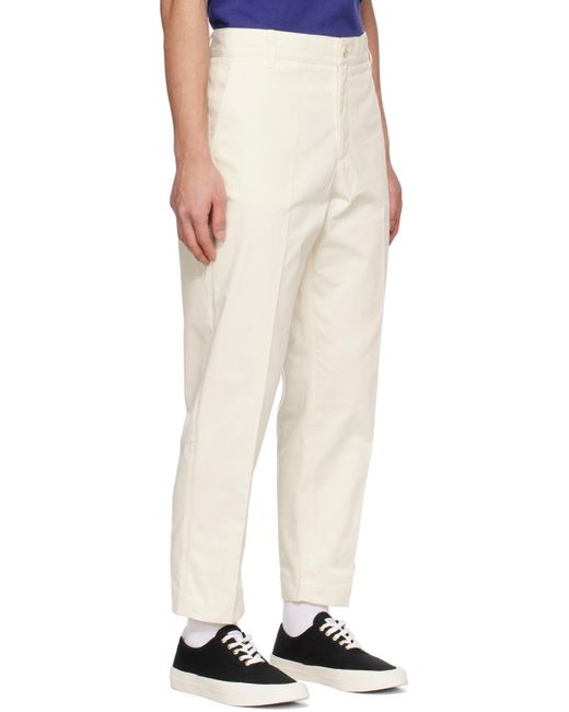Maison Kitsuné White Cropped Cotton Trousers for men
