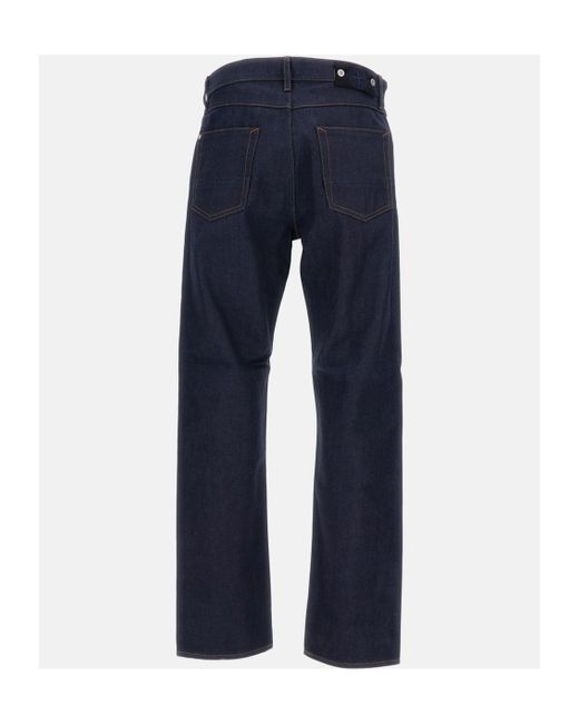 Stone Island Blue Logo Embroidered Straight-Leg Jeans for men