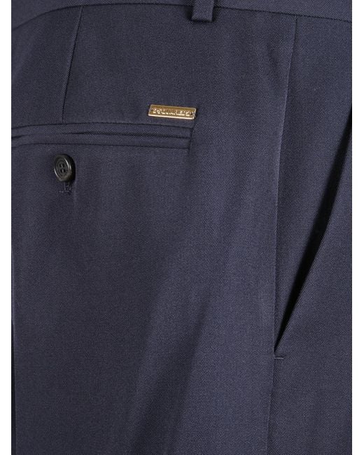 DSquared² Blue Logo Plaque Turn Up Pants