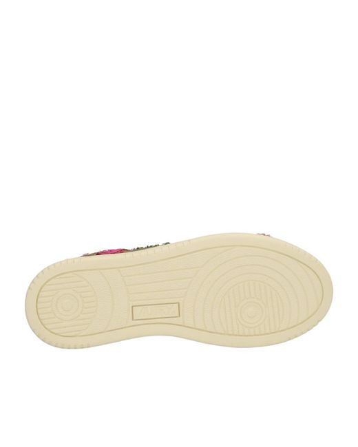 Autry Brown Floral-Embroidered Dallas Lace-Up Sneakers