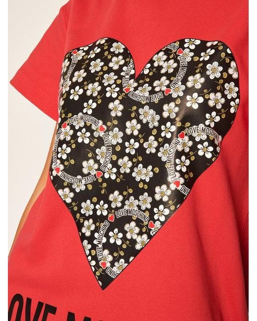 Moschino Red Logo Love Printed T-Shirt Dress