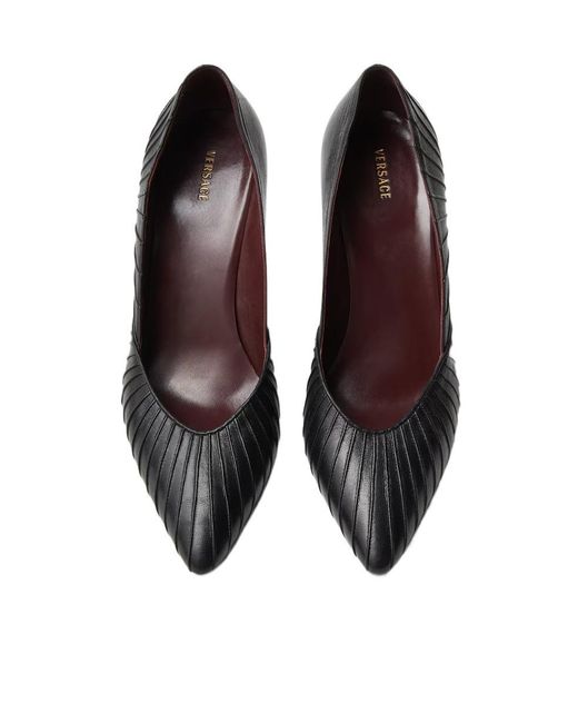 Versace Black Gianni Pleated Heeled Pumps