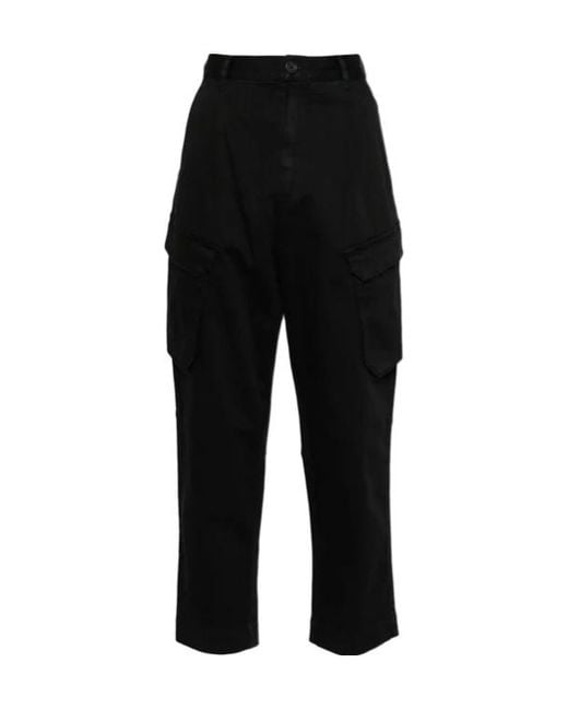 Semicouture Black Cargo Trousers With Belt Loops