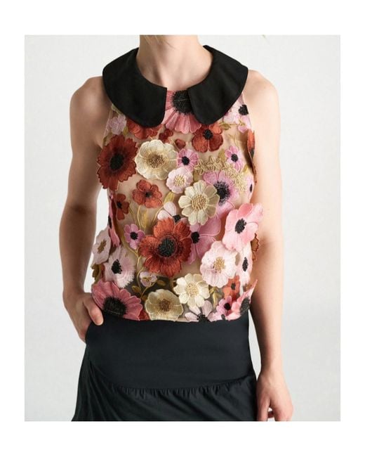 Dorothee Schumacher Red A-Line Top With 3D Embroidery
