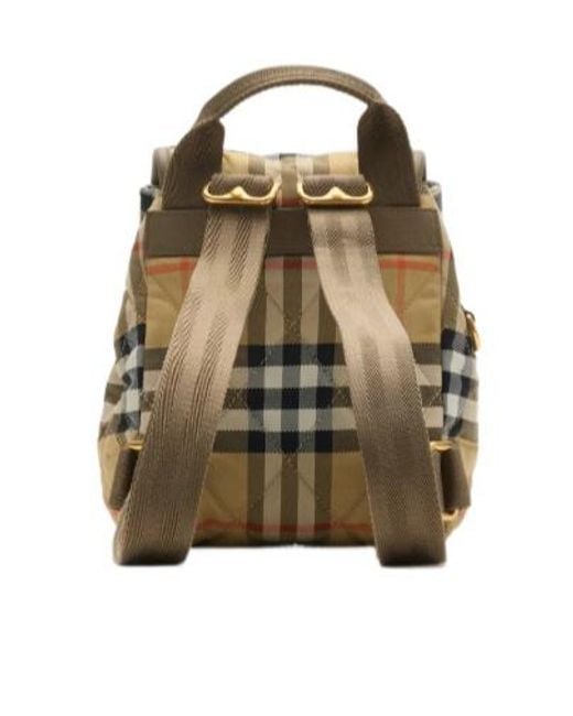 Burberry Natural Logo Patch Checked Quilted Backpack