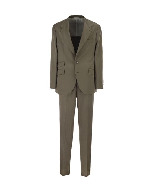 Brunello Cucinelli Green Single-Breasted Suit for men