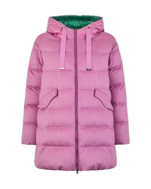 Herno Pink Hooded Quilted Down Jacket