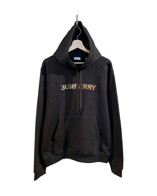 Burberry Black Logo Printed Drawstring Hoodie for men