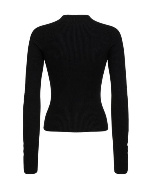 Dion Lee Black Rib Knit Wool Round Neck Sweater