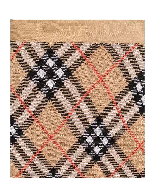 Burberry Brown Checked Knitted Midi Skirt