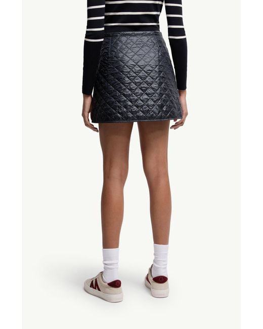 Moncler Blue Logo Patch Quilted Mini Skirt