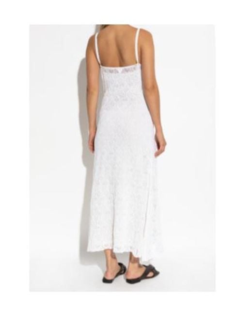 Bottega Veneta White Slim Fit Open Knit Midi Dress