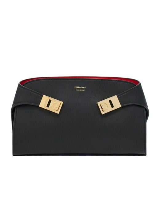 Ferragamo Black Wide Shoulder Strap Shoulder Bag