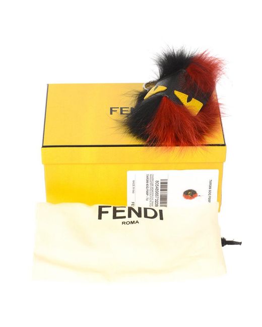 Fendi Red Eye Pattern Fox Fur Key Chain for men