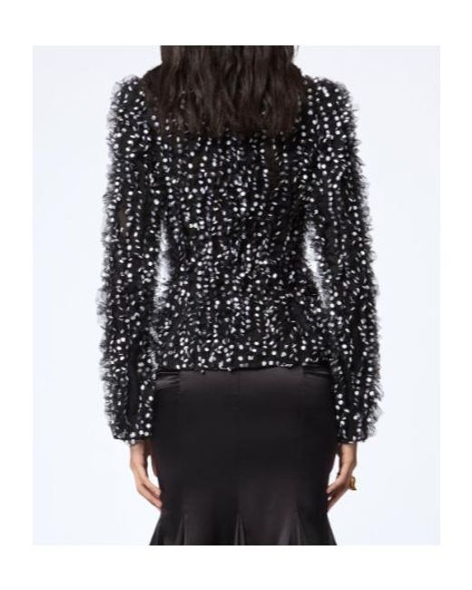 Nina Ricci Black Polka Dot Tie-Front Jacket