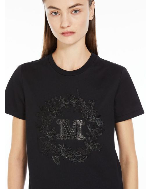 Max Mara Black Logo Embellished Crewneck T-Shirt
