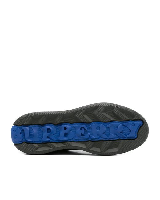 Burberry Green Check-Panel Sneakers for men