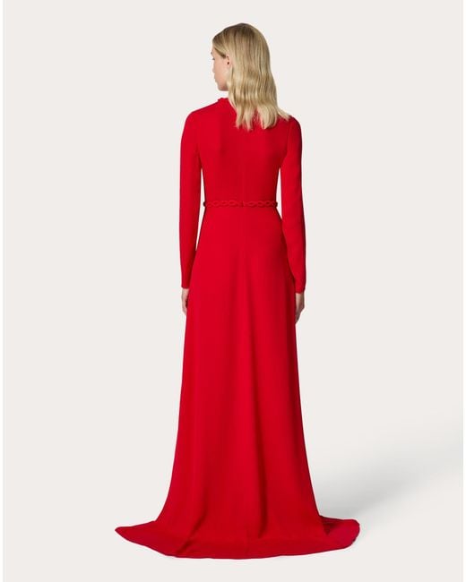 Valentino Red Belted Train Gown