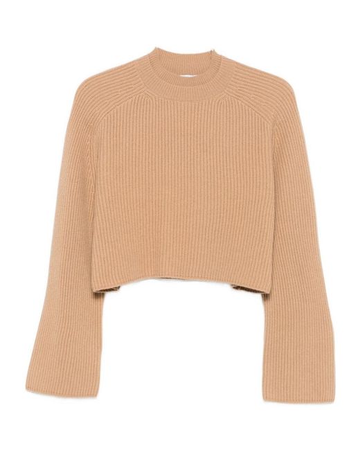 Max Mara Natural Long-Sleeve Knit Top