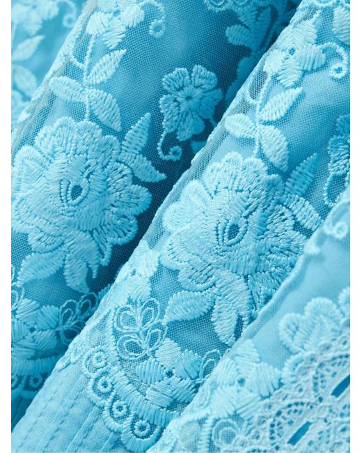Saloni Blue Spliced Pleated Dress