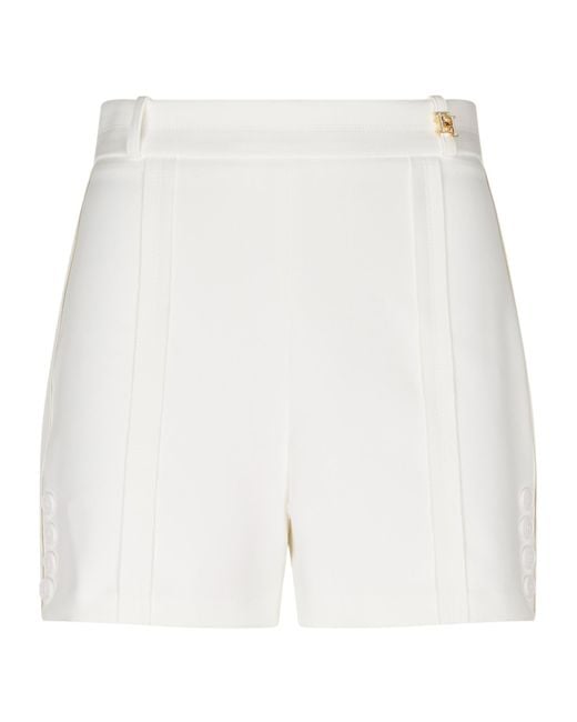 Elisabetta Franchi White Raw-Edge Lightweight Crêpe Shorts