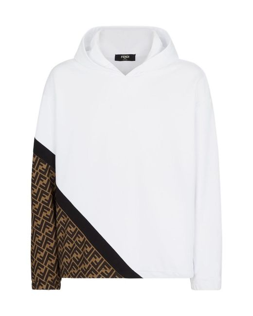 Fendi White Ff Motif Hoodie for men