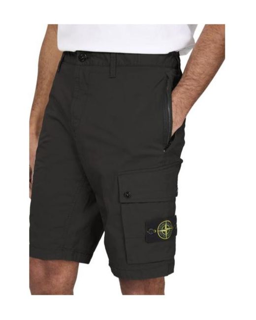 Stone Island Black Belt Loop Shorts for men