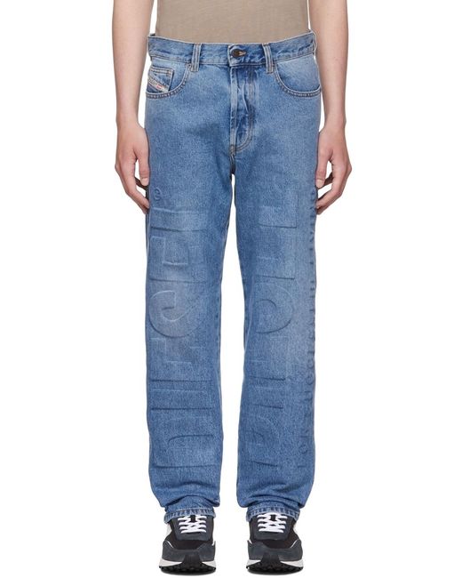 DIESEL Blue D-Mand Mid-Rise Straight-Leg Jeans for men