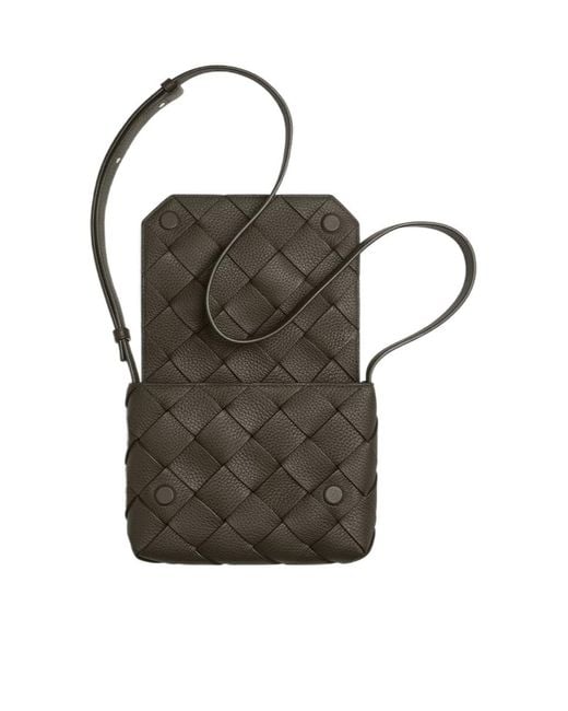 Bottega Veneta Black Diago Intreccio Crossbody Bag for men