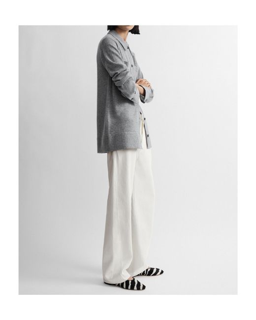 Totême Gray Patch-Pocket Knitted Shirt
