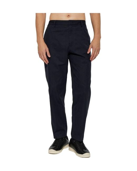 Jil Sander Blue Creased Straight-Leg Pants for men