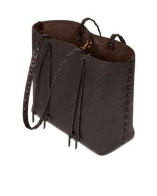 Etro Black Essential Medium Leather Tote Bag With Threading
