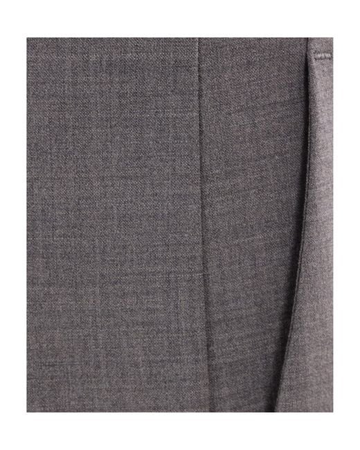 Brunello Cucinelli Gray High-Waist Tailored Trousers