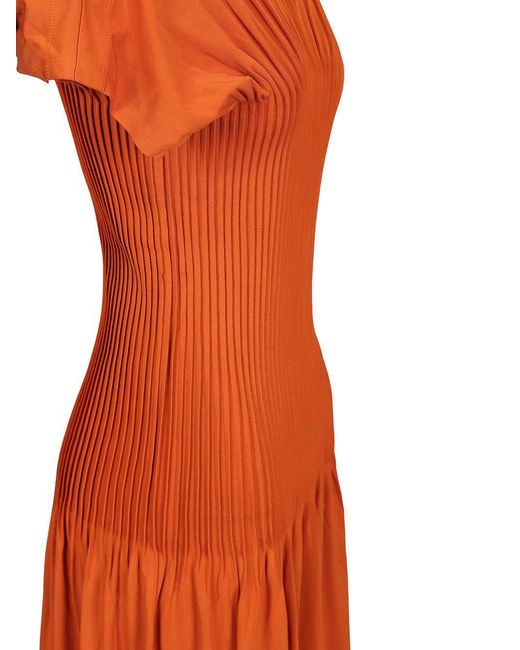 Totême  Orange Knife-Pleated Maxi Dress