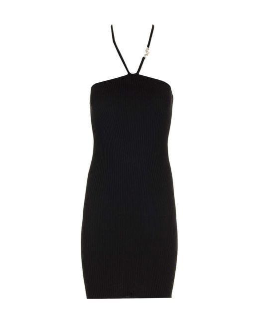 Amiri Black High-Waist Strap-Detailed Pencil Midi Skirt