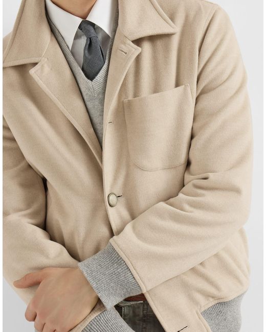 Brunello Cucinelli Natural Lightweight Virgin-Wool Cloth Outerwear Jacket for men