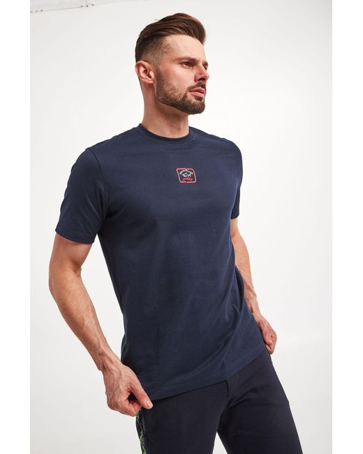Paul & Shark Blue T-Shirt With Round Neck And Short Sleeves for men