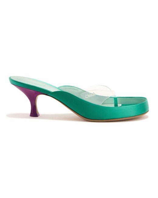 Chloé Green Round-Toe Stiletto Heel Sandals