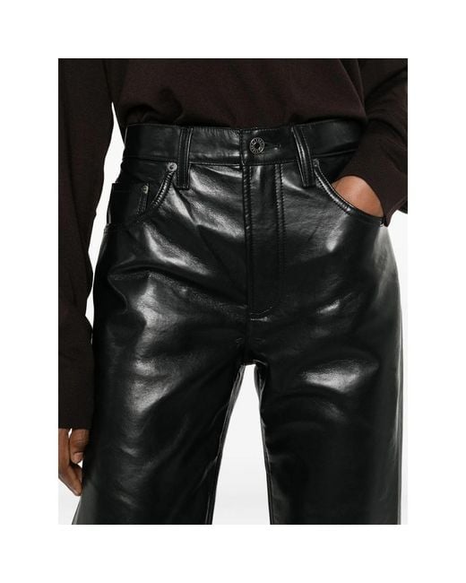Agolde Black Coated Flared Jeans
