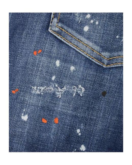 DSquared² Blue Logo-Patch Distressed Jeans