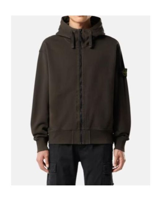 Stone Island Gray Oversized-Fit Zip-Up Hooded Sweatshirt Witth Pockets for men